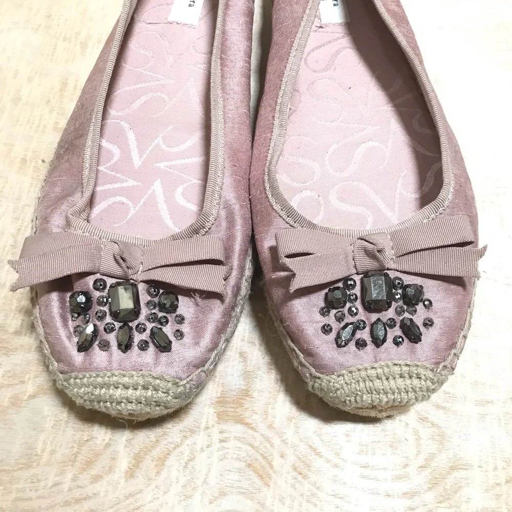 Vera Wang Espadrilles Pink Rhinestone Size 7.5